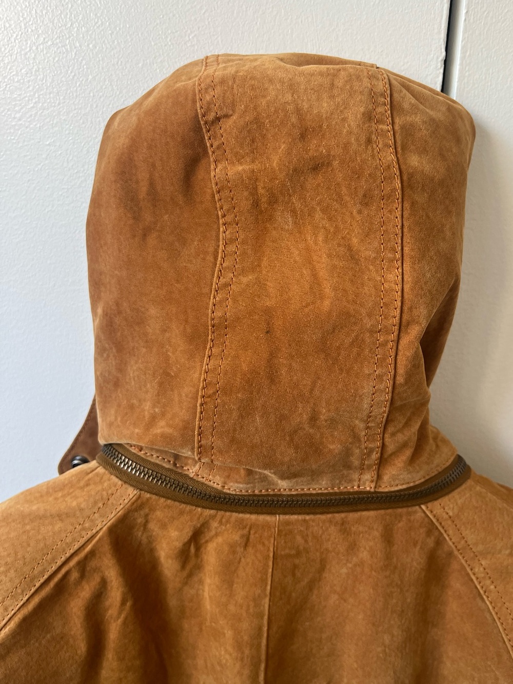 Vintage 90s Euro Mono of California Suede Cinched Utility Jacket - Size L - Picture 7 of 15